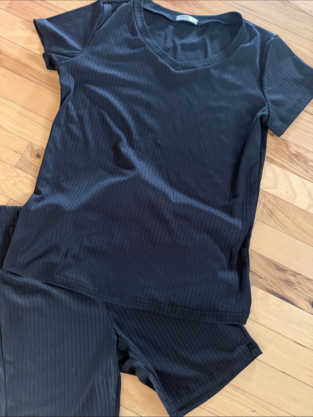 SET! Black Ribbed Short Pajama Set - Women Intimates & Sleepwear